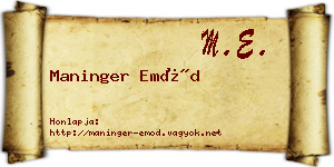 Maninger Emőd névjegykártya